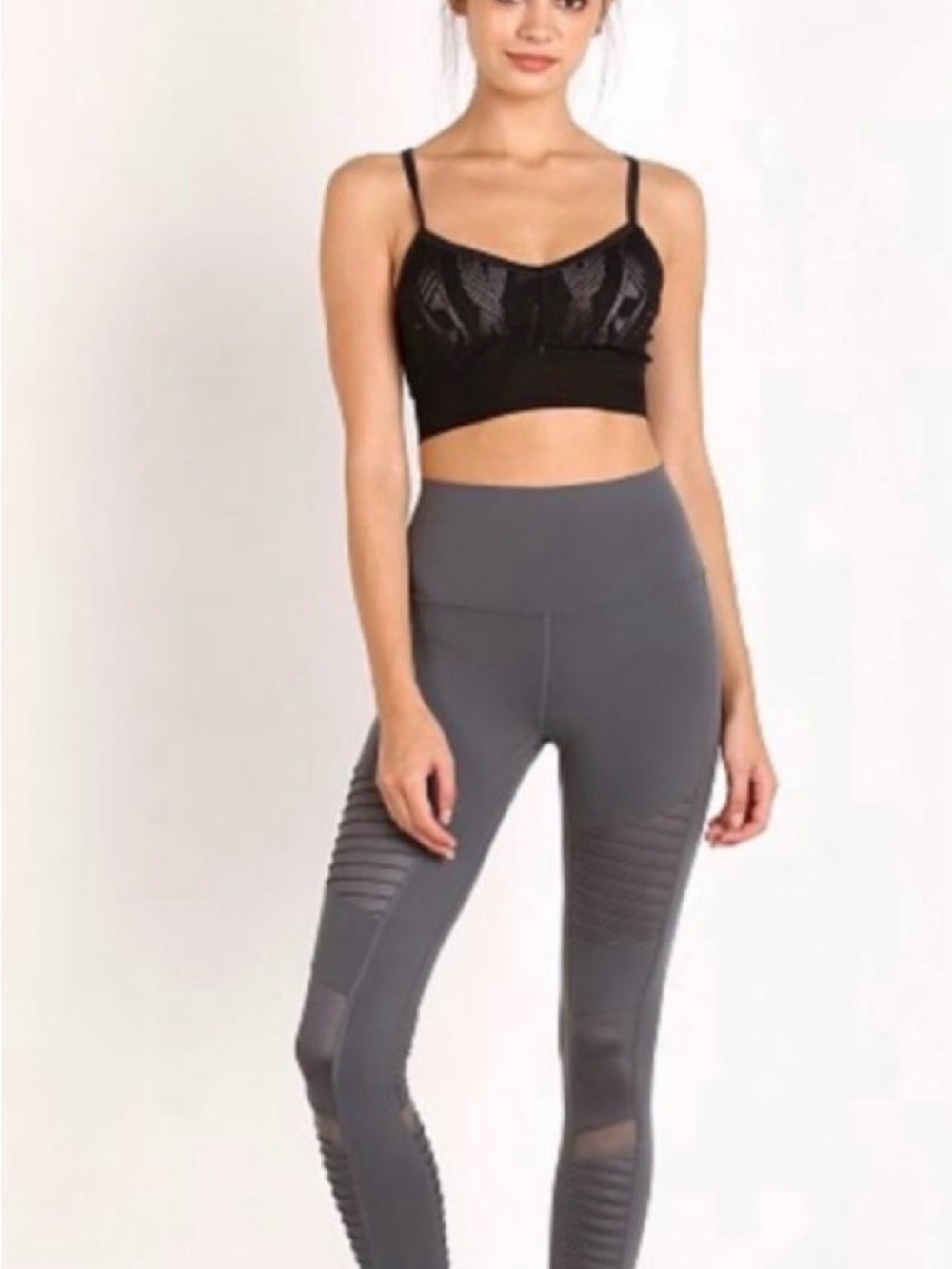 Alo Yoga Ultimate High Waist Leggings XXS Anthracite Gray Mesh Moto EUC